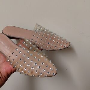 Madden Girl Clear Embellished Pointy Toe Flat Mules Size 6.5